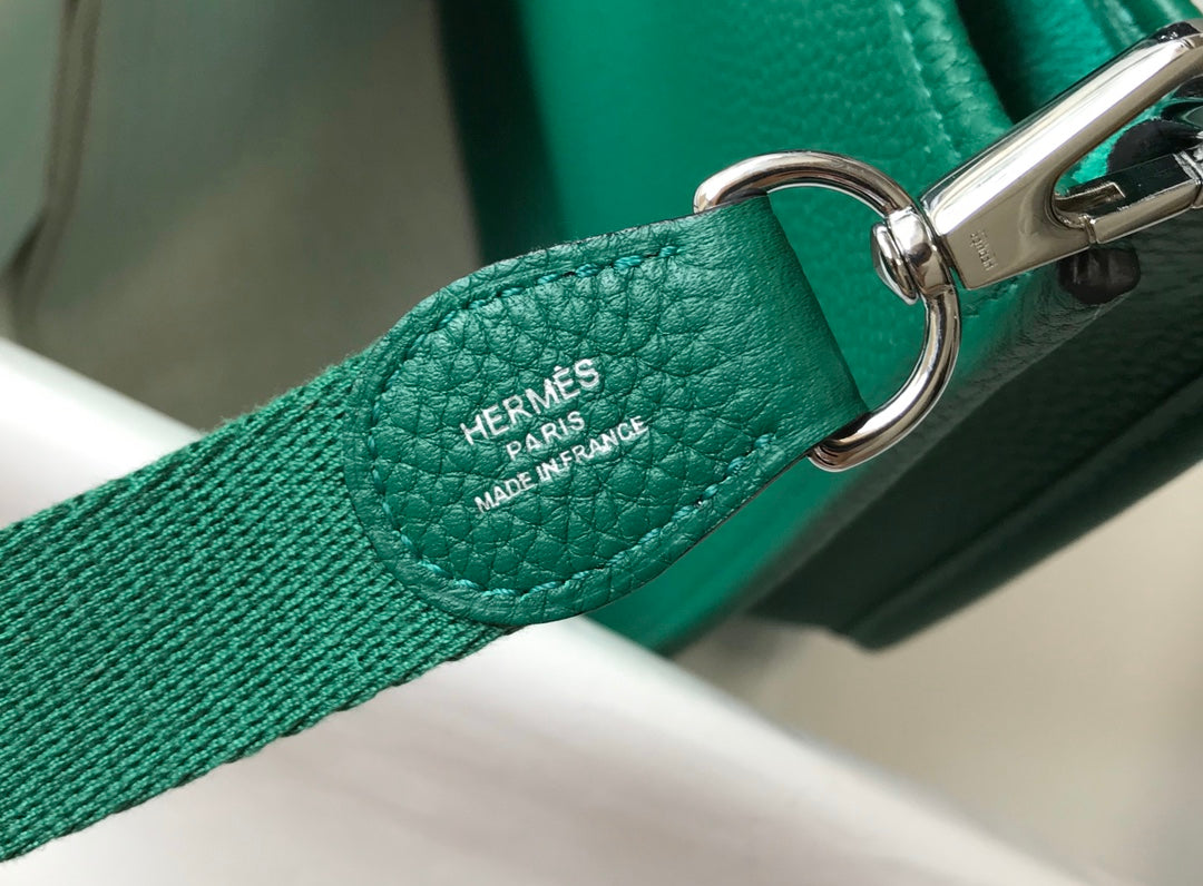 Mini Evelyne 18cm Dark Green Togo Silver Hardware