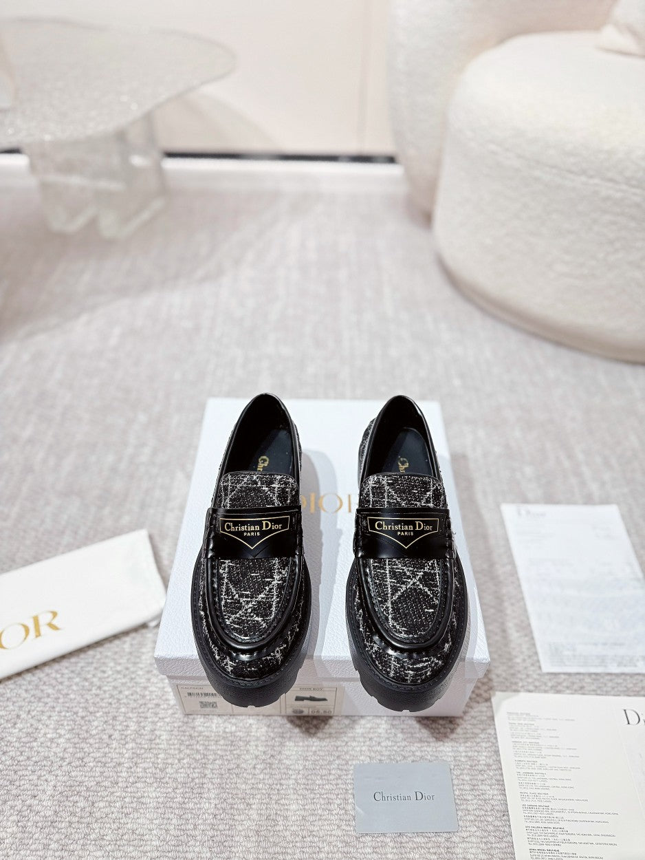 CD Boy Platform Loafer In Black Tweed Fabric  988792