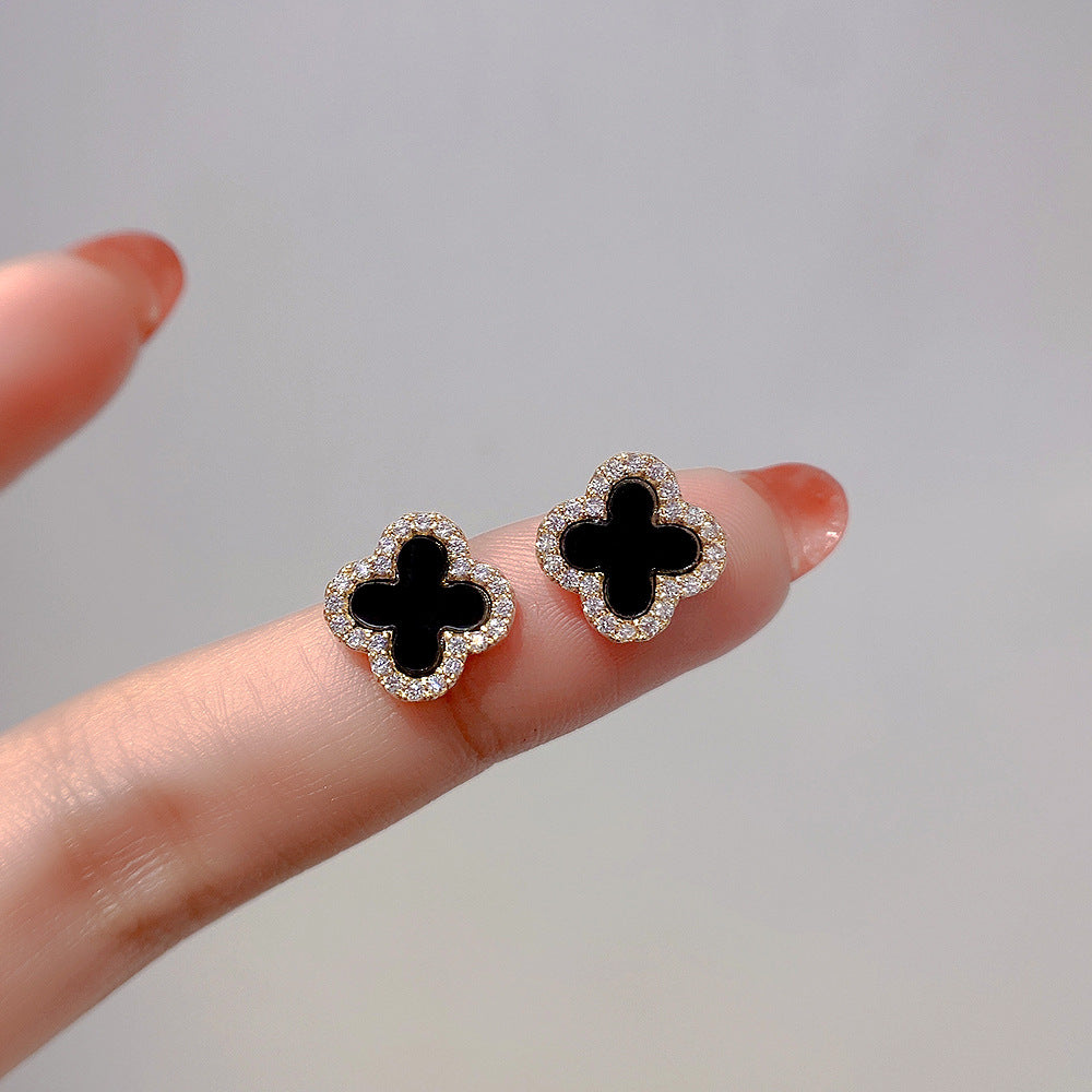 CLOVER DIAMOND PINK GOLD STUD EARRINGS #MEW19059