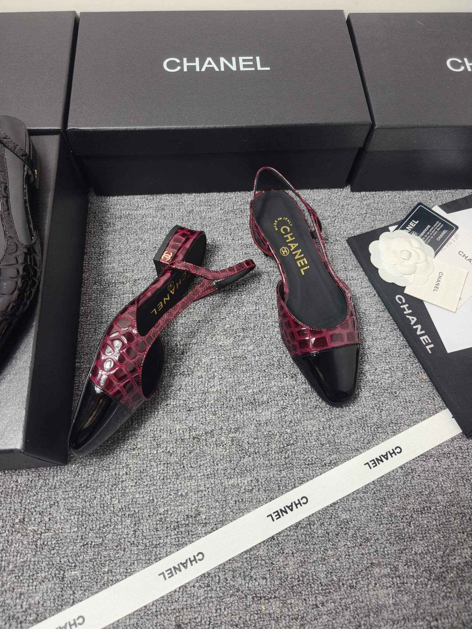 Chanel 2026 Crocodile Empossed Slingback Glossy Calfskin 855982