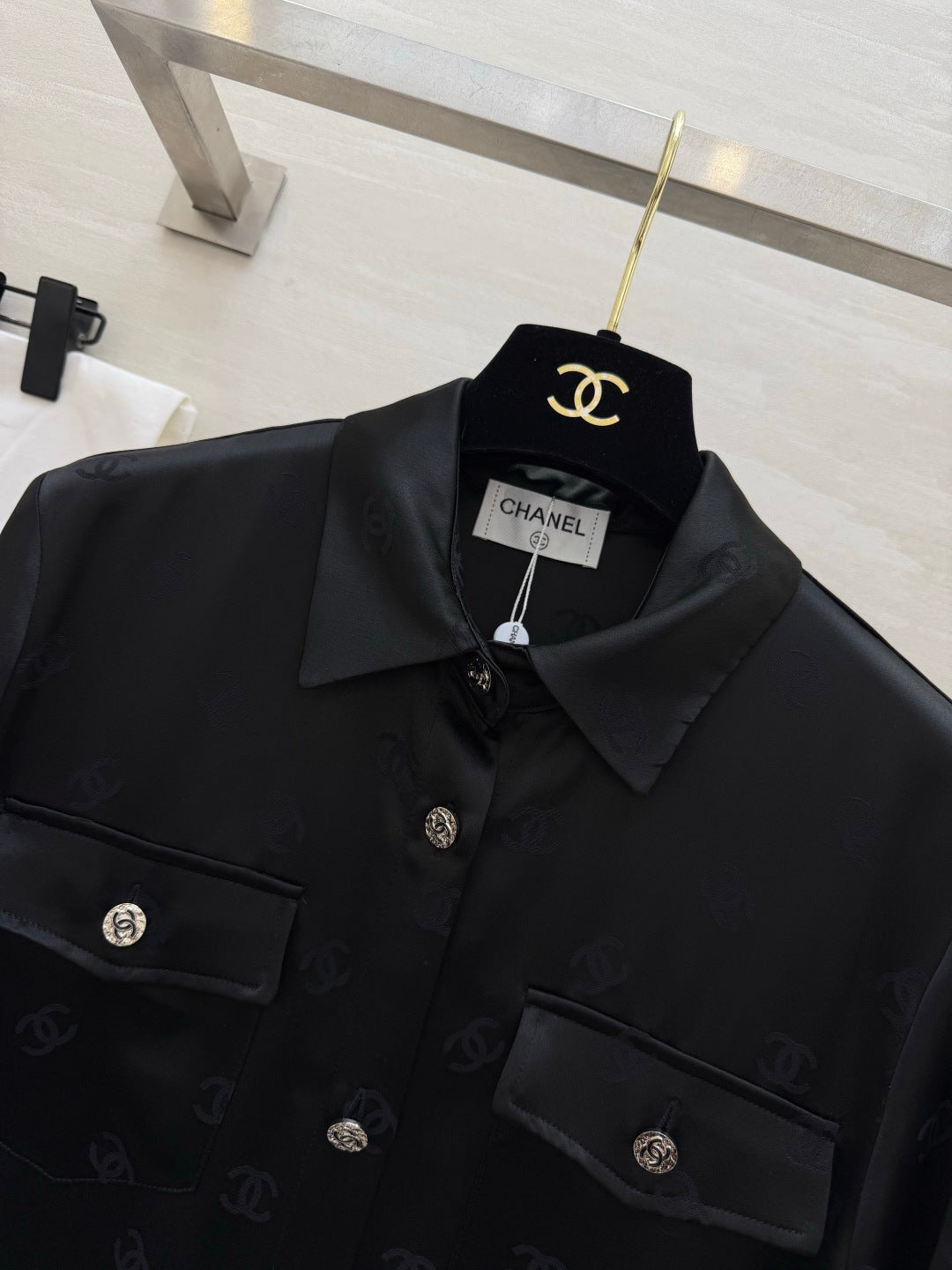 Chanel 2026 Double C Jacquard Acetate Silk Shirt 108151