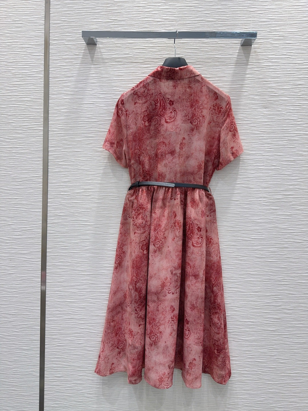 Dior 2026 Red Patterned Dress With Black Belt