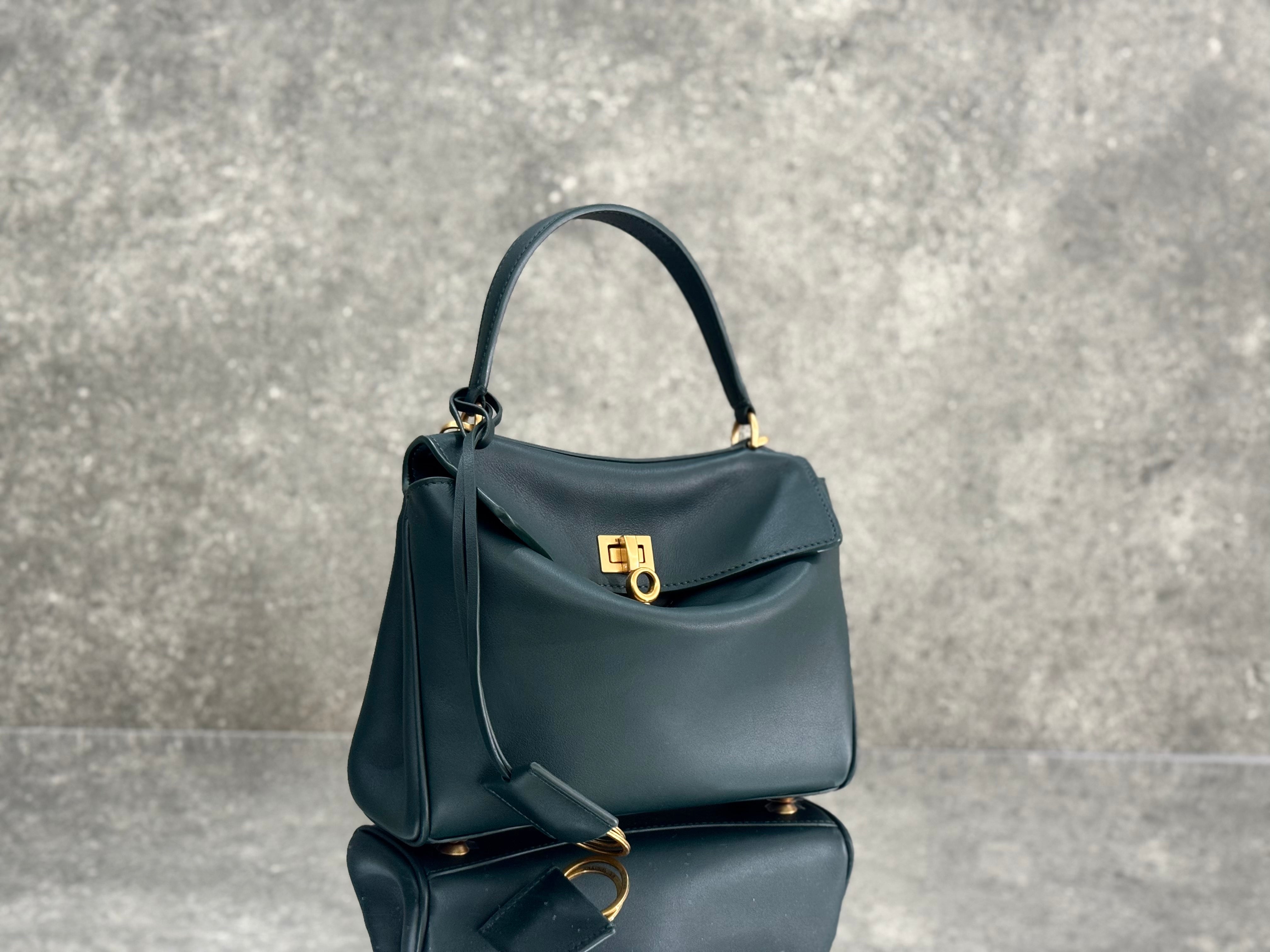 Balenciaga Mini Bag 22 Dark Green Calfskin Gold Hardware