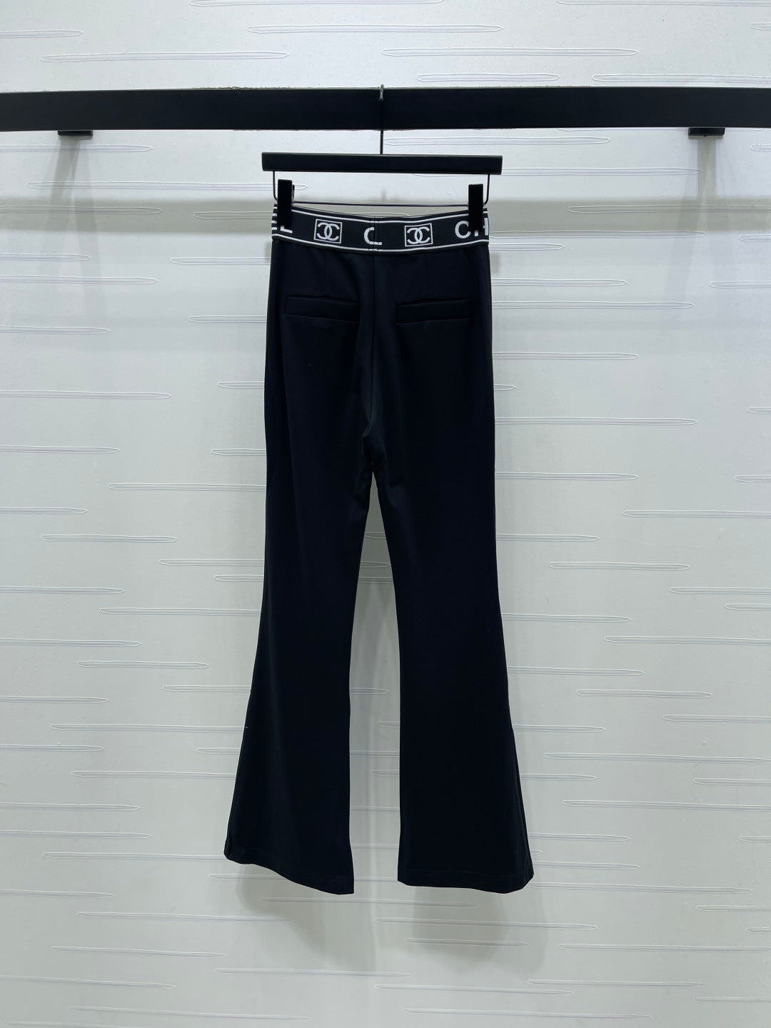 Chanel 2026 Webbing Letter Flared Pants Black Polyamide Rayon 376052
