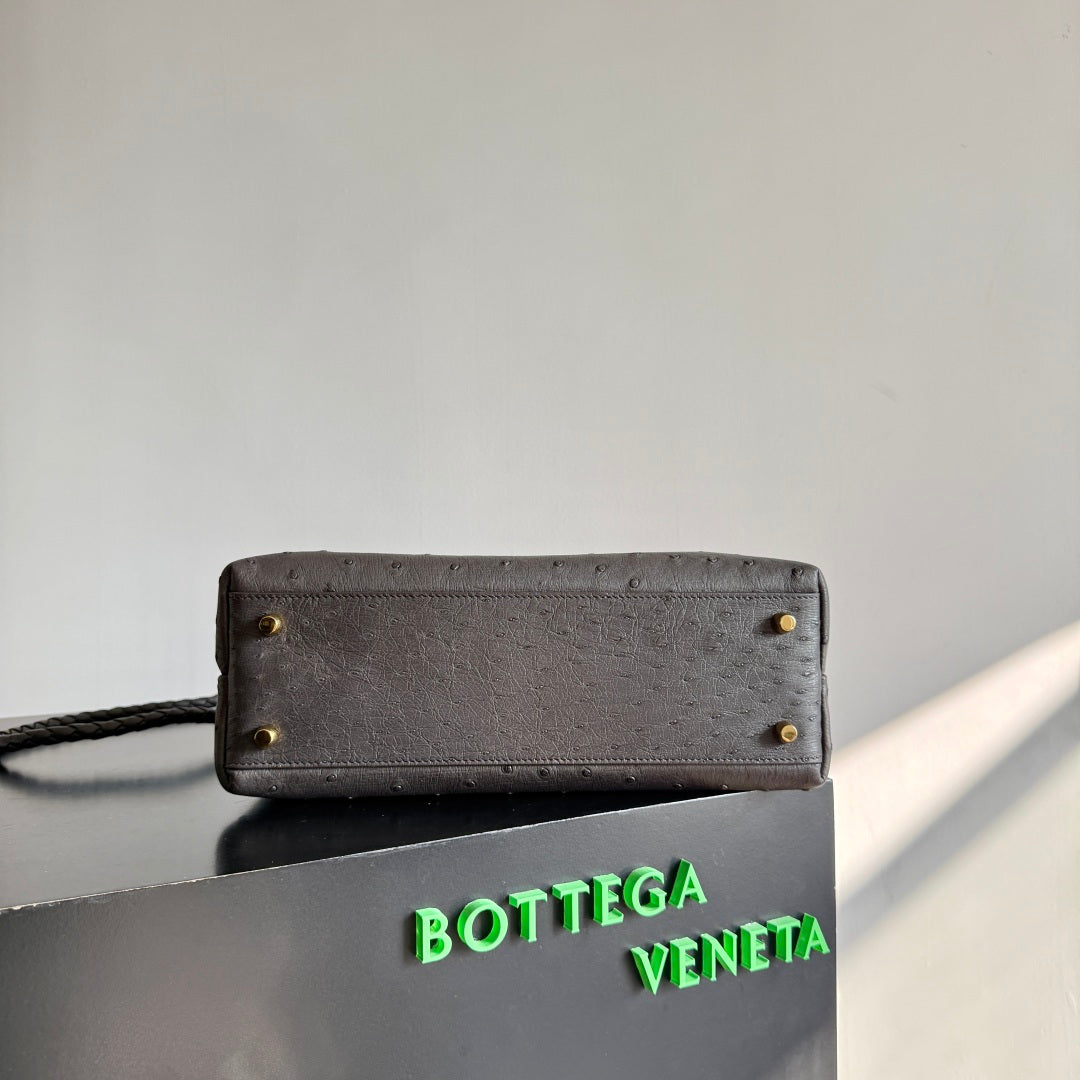 Bottega Veneta 2026 Andiamo Bag Dark Brown Ostrich Leather