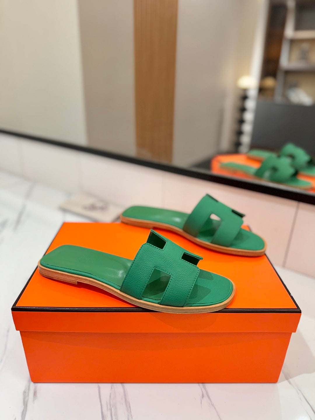 HM Oran Sandal Green Goatskin 294862