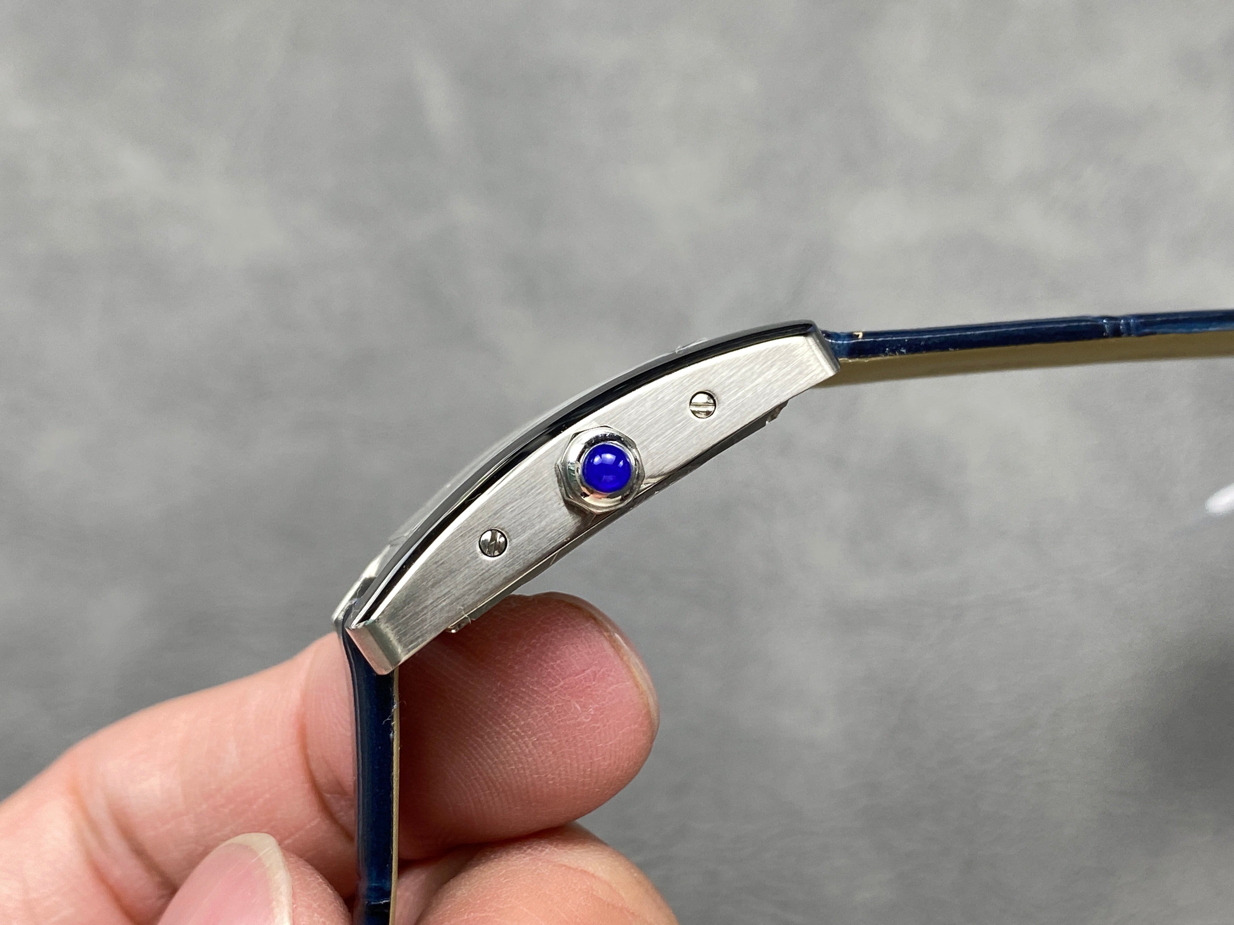 Tank Americane 20mm Silver Case Blue Leather Strap