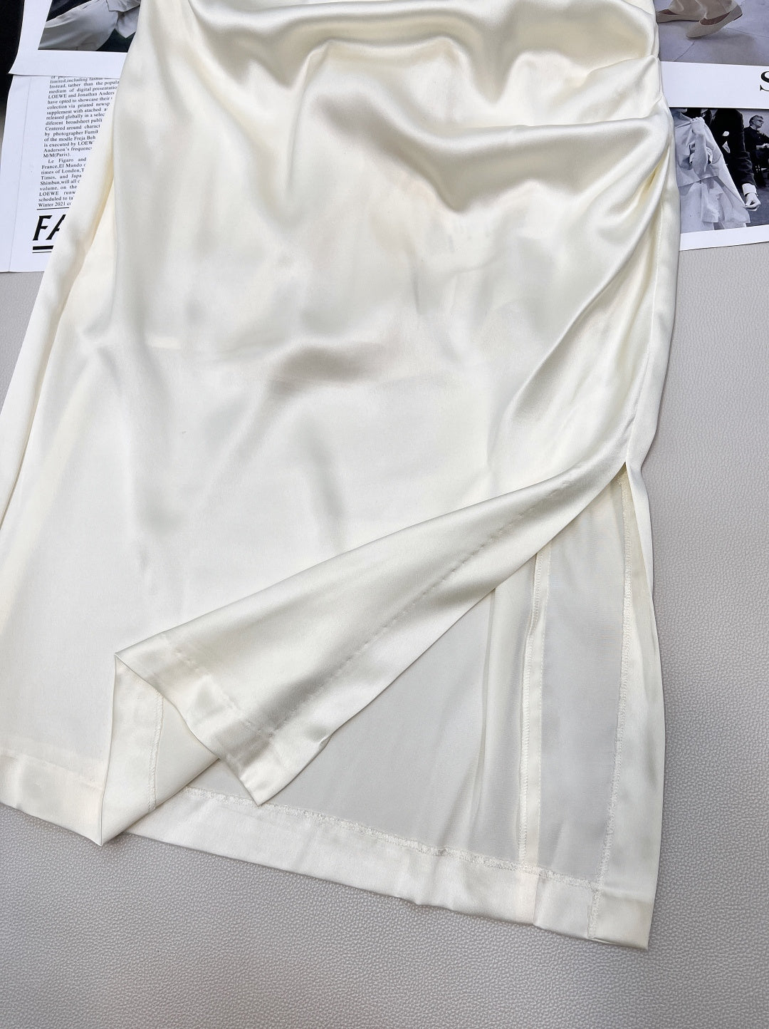 Chanel 2026 Satin Slip Dress White Polyester