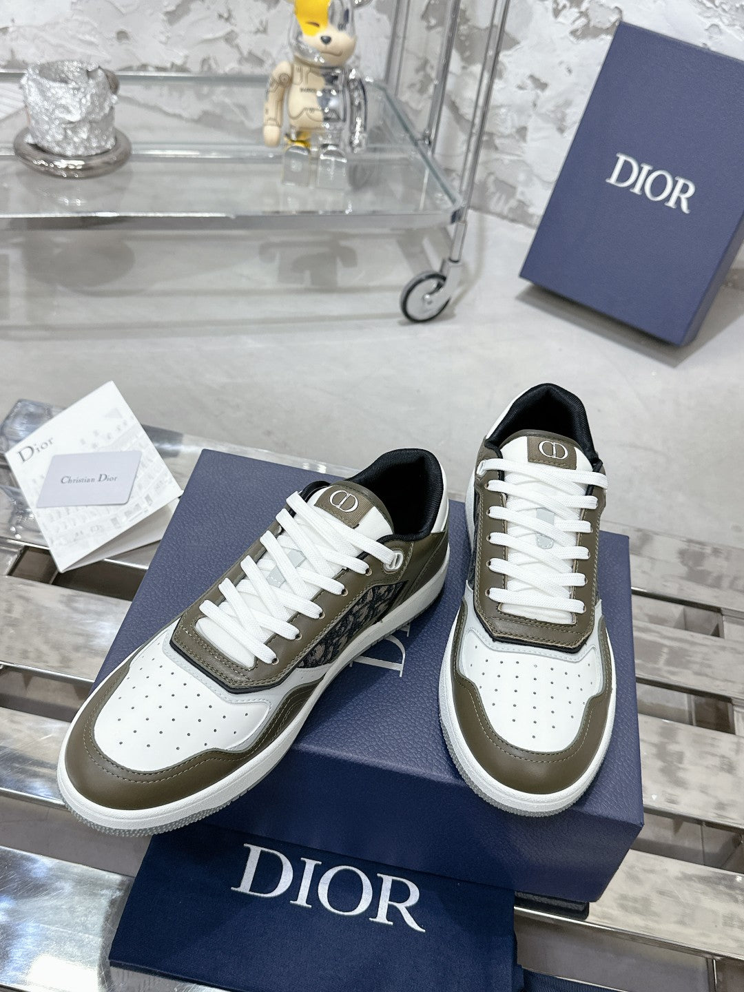 CD B27 Low-Top Sneaker 30mm In Moss Brown Monogram Calfskin 100799
