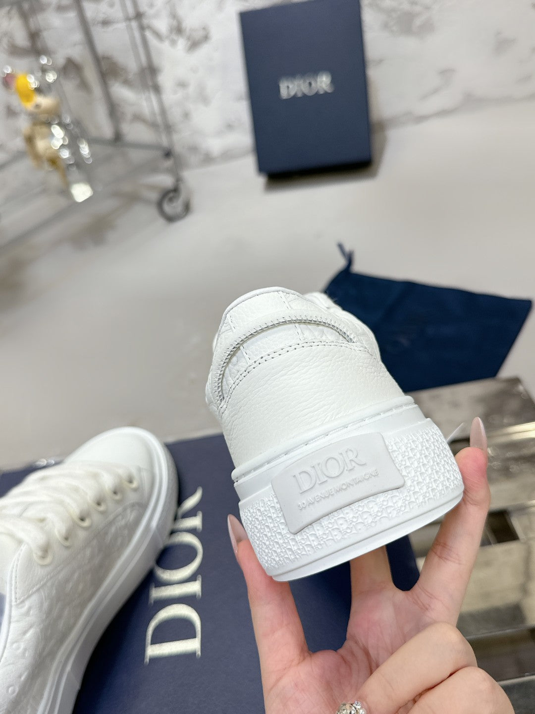 CD B33 Sneaker 30mm In White Monogram Calfskin 100554