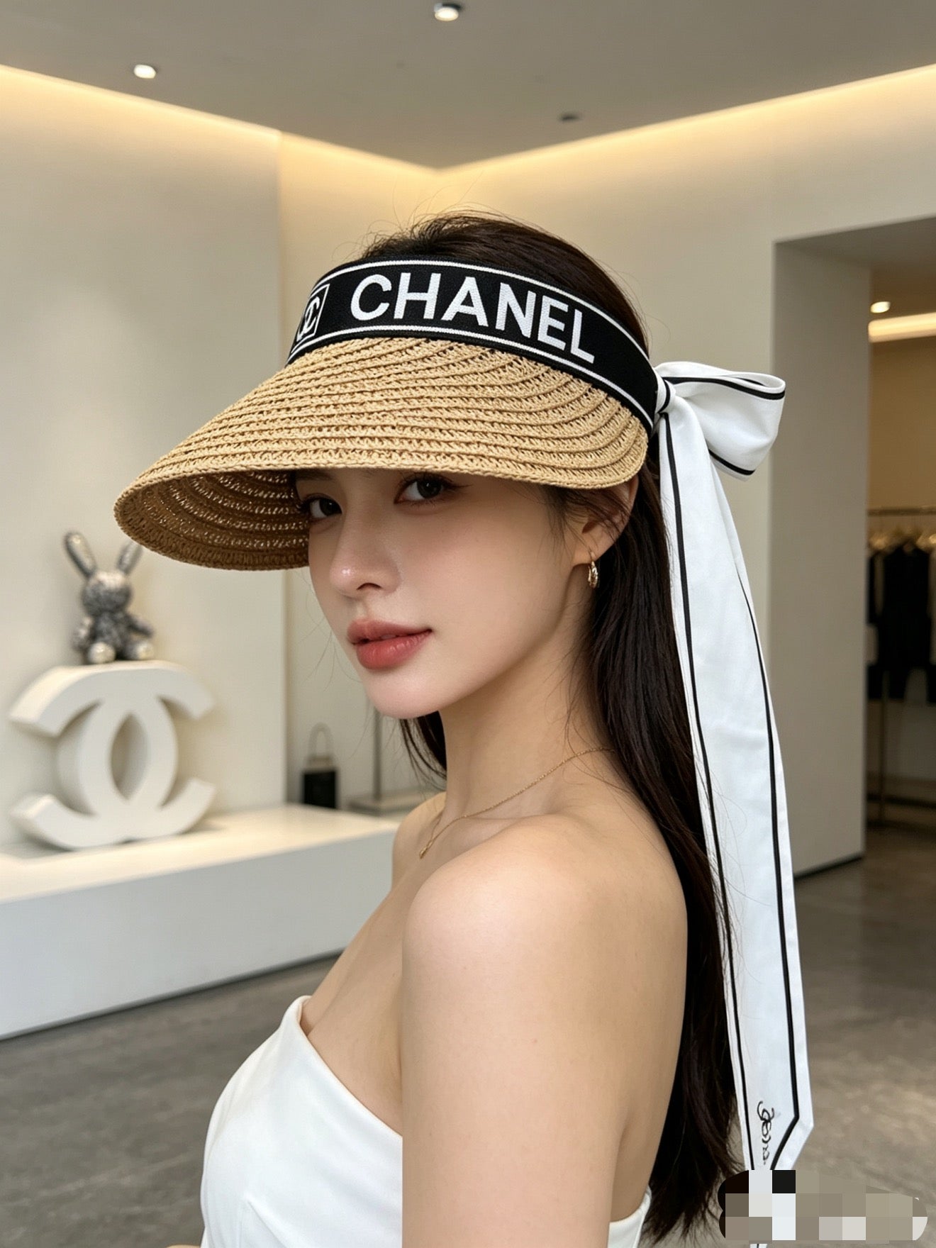 Chanel Visor Hat With Bow Detail 280793