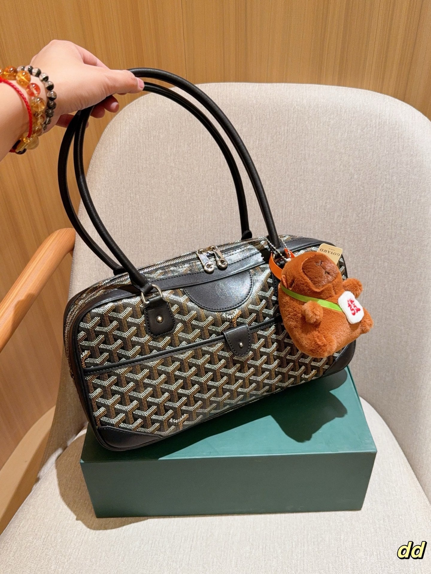 SAINT MARTIN BAG 34 IN BLACK GOYARDINE CANVAS AND CALFSKIN