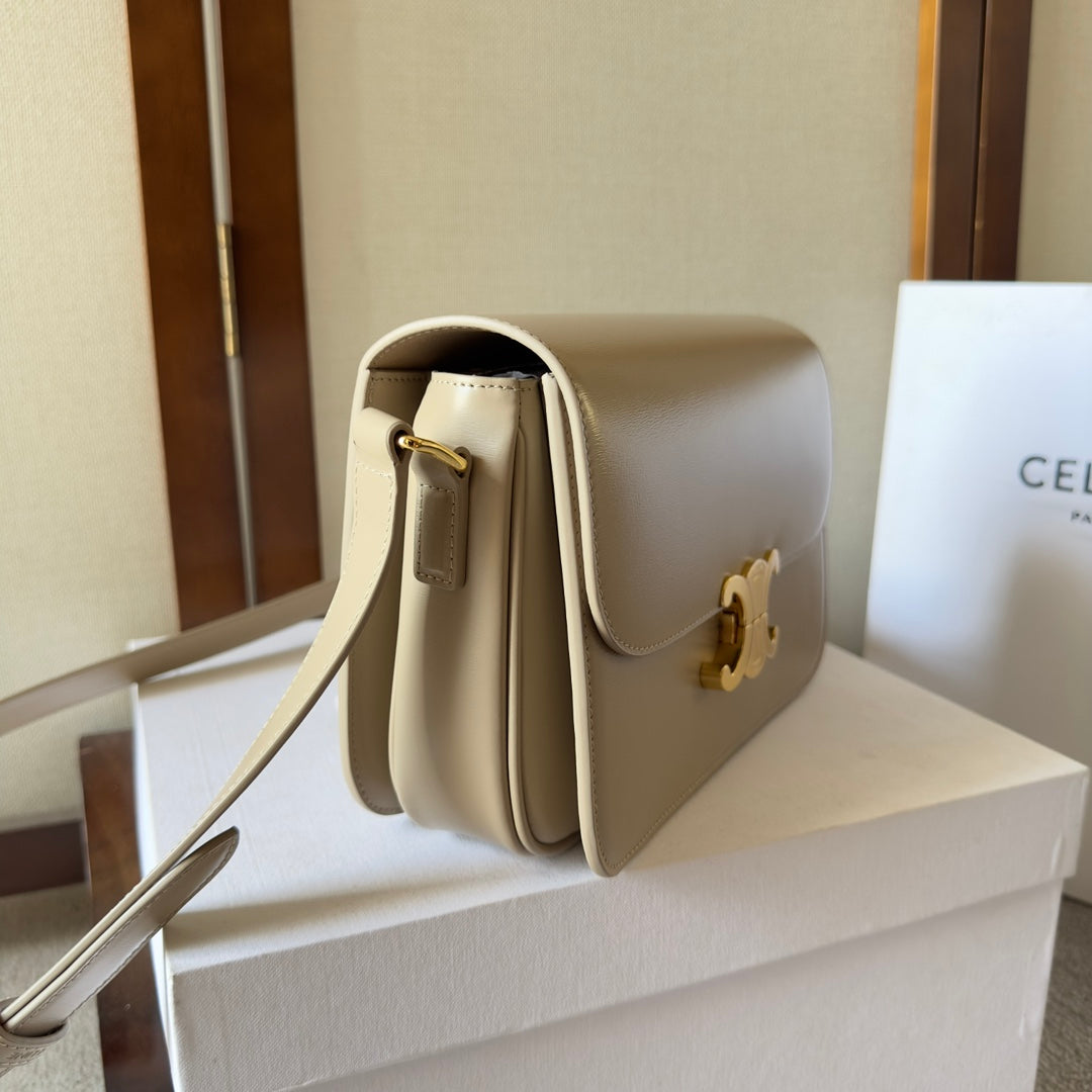 classique triomphe 22 beige calfskin gold hardware
