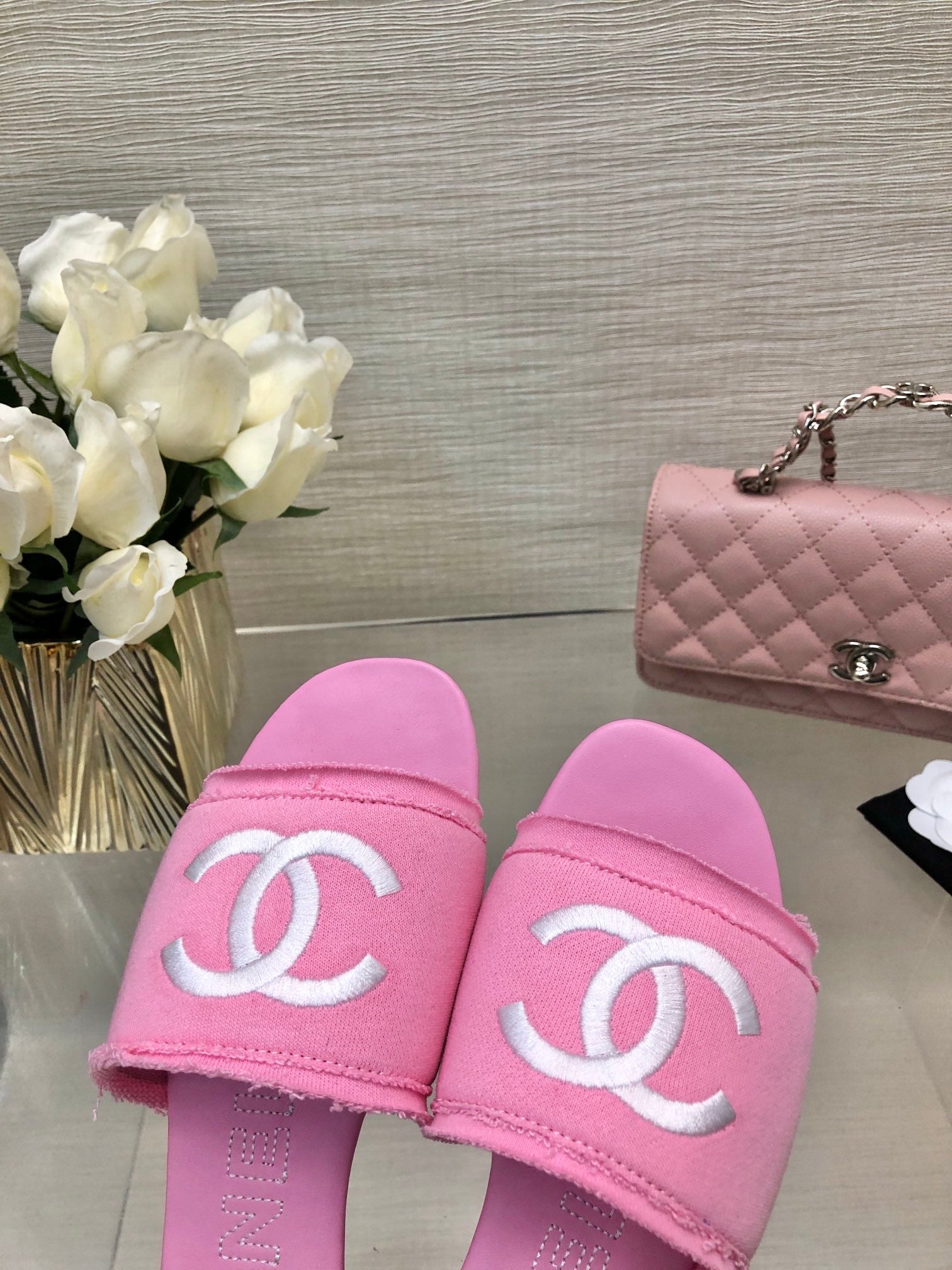 CC 25C Slippers Pink Fabric Material 212967