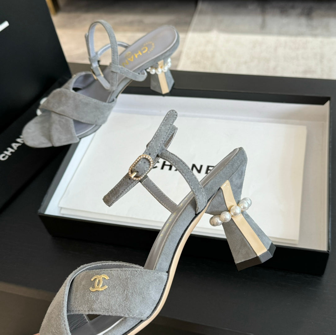High Sandals Lambskin Gray