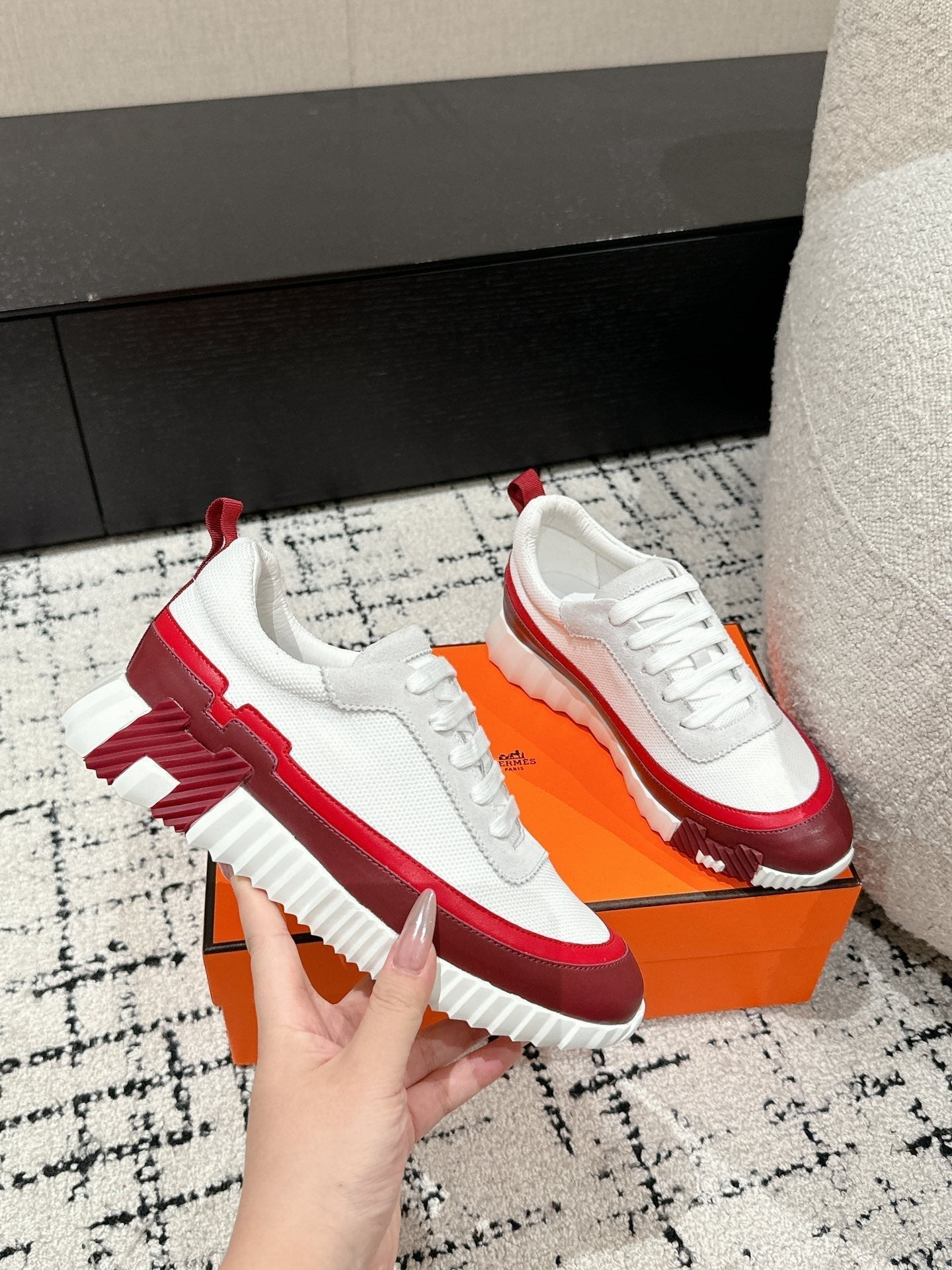 HM Sneaker In White Mesh Fabric 985317