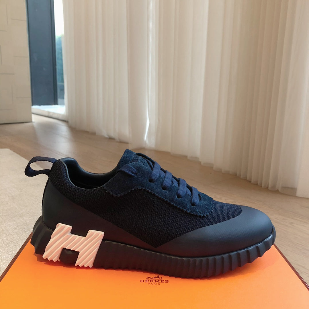 HM Men's 25 Bouncing Sneaker Navy Blue Mesh Cowhide 639254