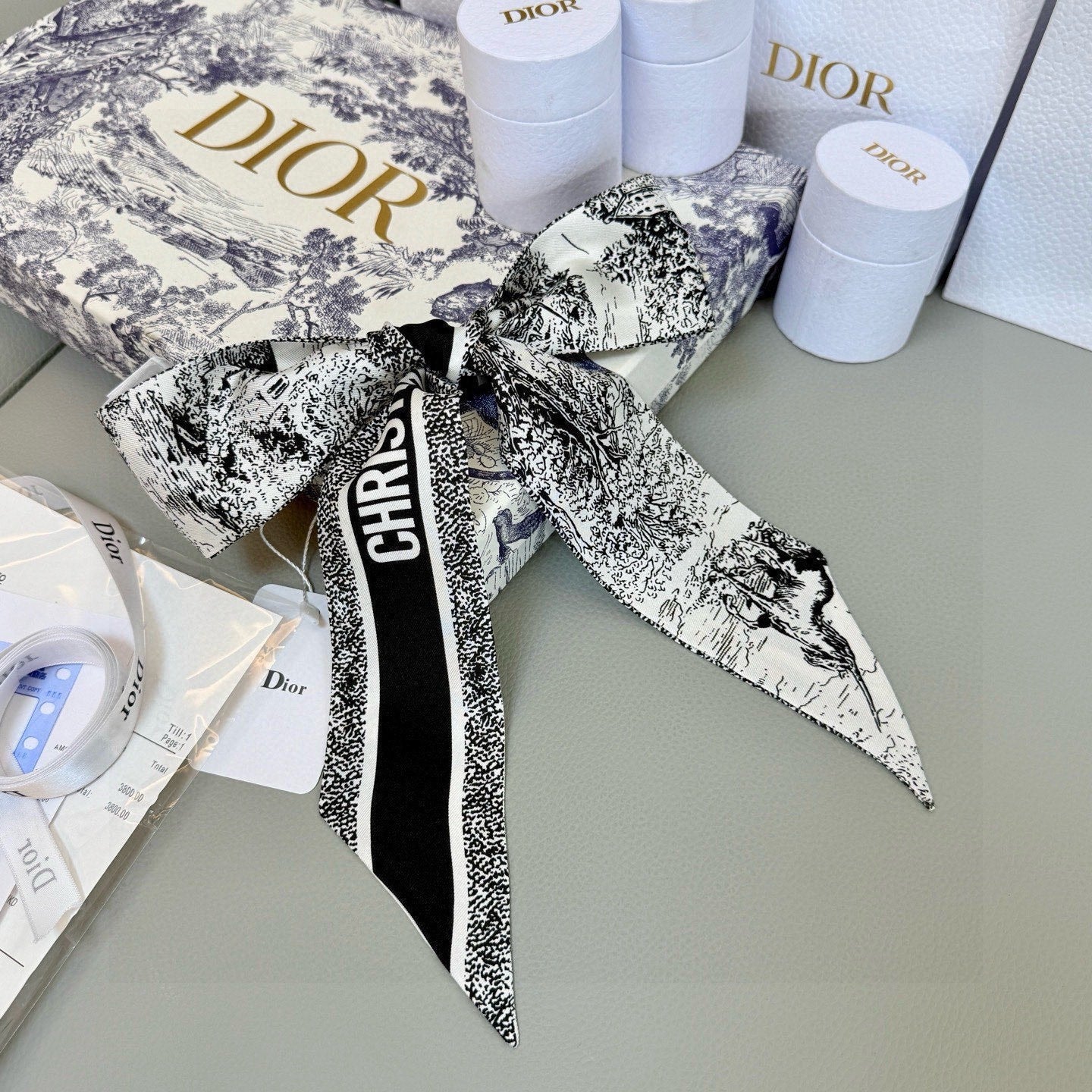 CD Twilly Mini Scarf 105cm Black  Mulberry Silk 976491