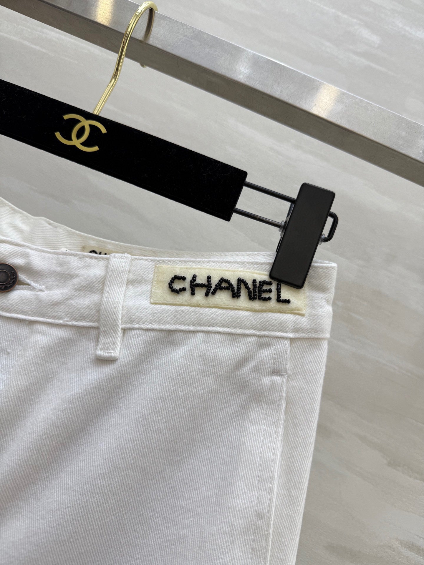 CC Beaded Jeans White Cotton