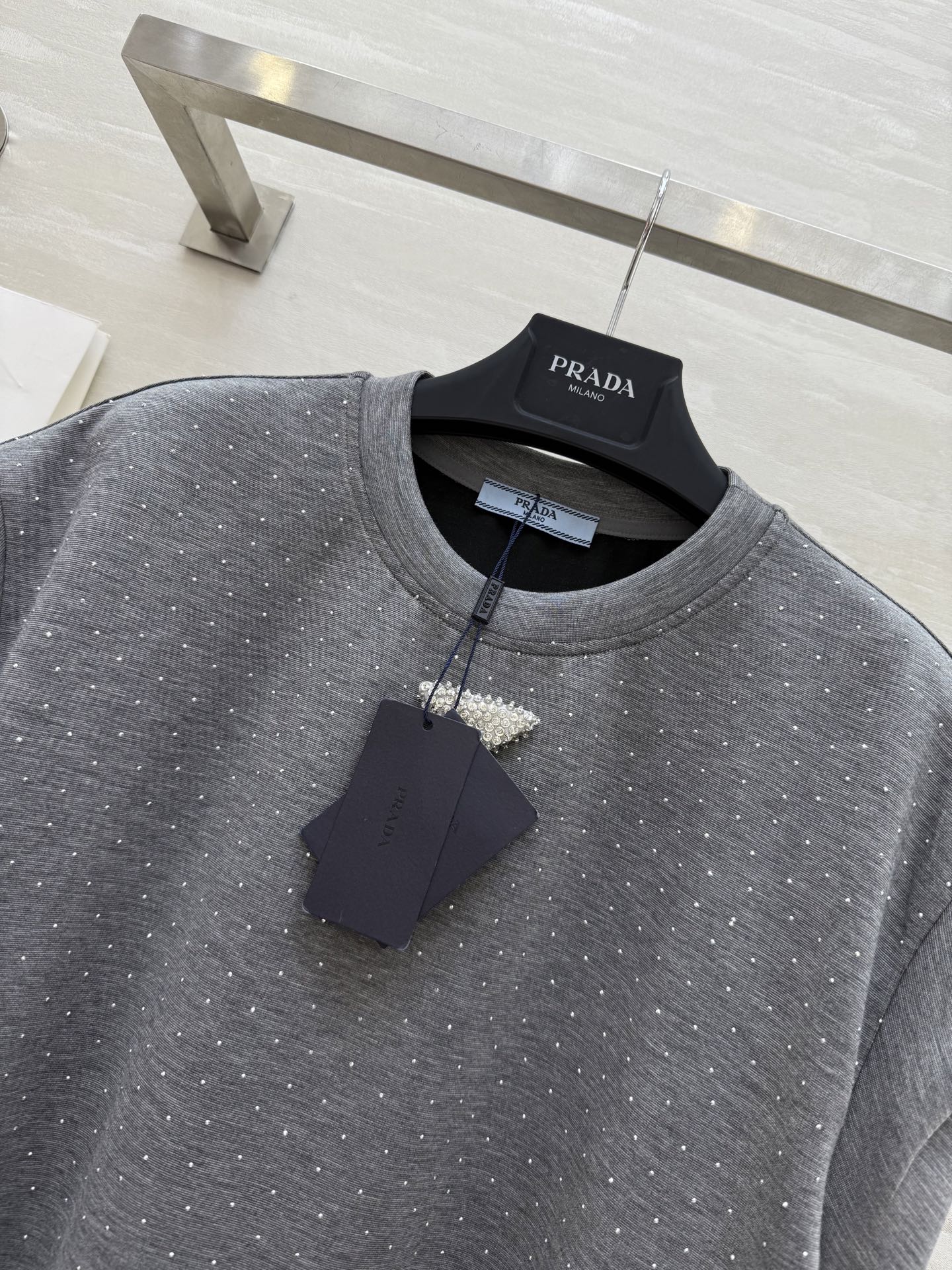 Prada 25 Diamond Dress Gray Cotton