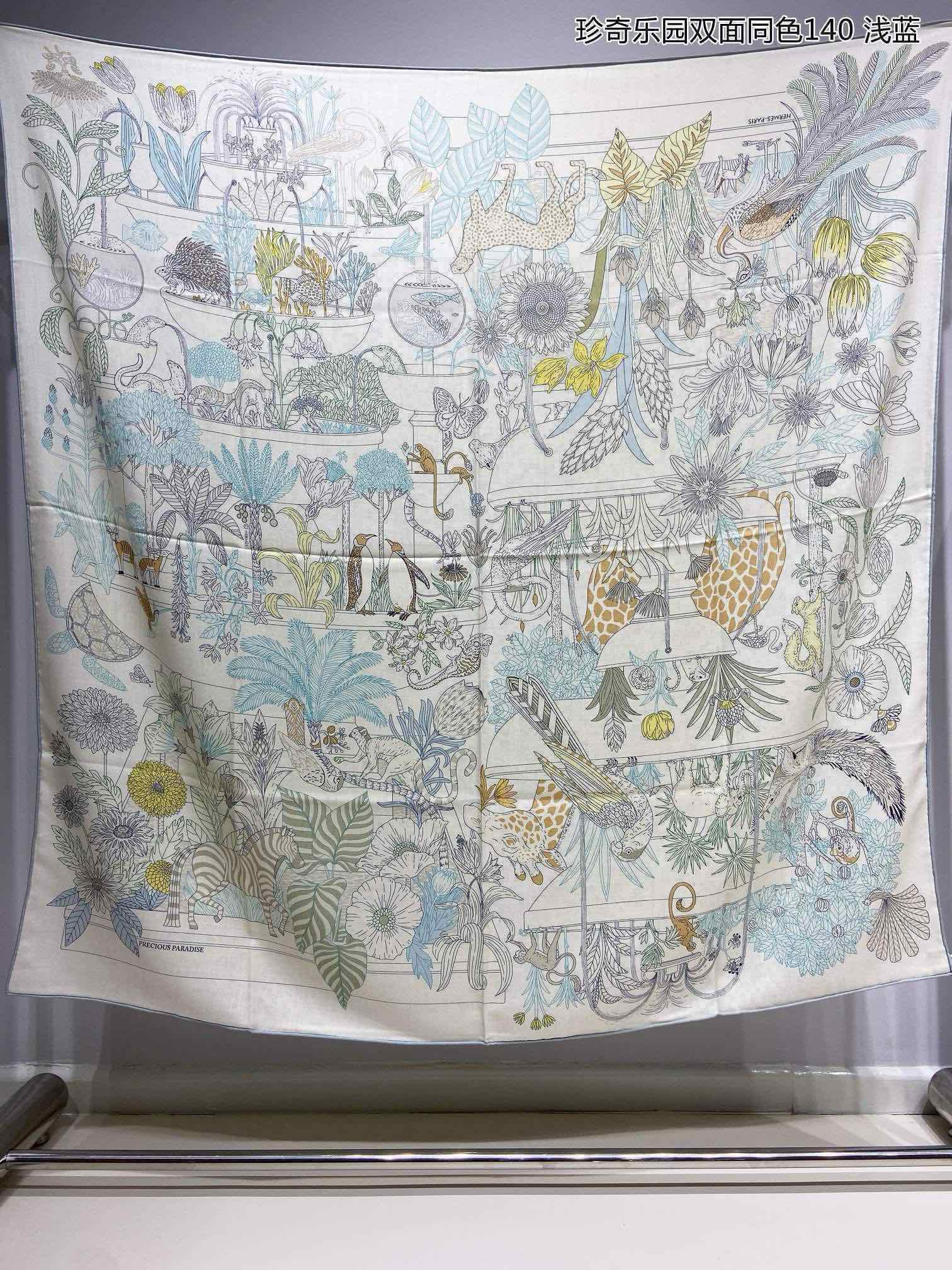 Precious Paradise Scarf 140 CM White Colorful Cashmere And Silk