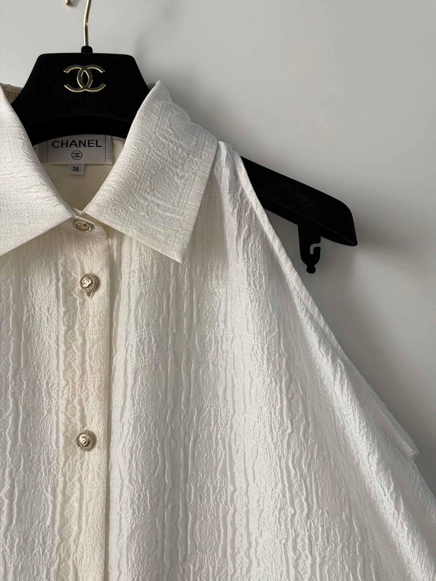 Chanel 2026 Long-sleeved Shirt White Silk Jacquard 357364