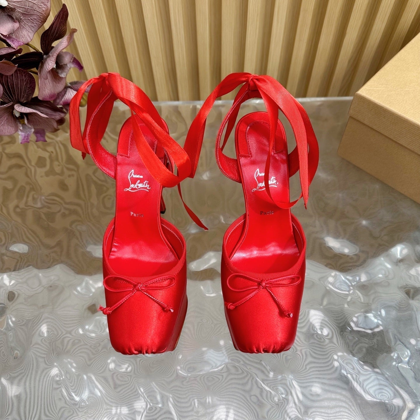 CL 25C Cassia Lace Up Alta 160mm Red Silk 221614