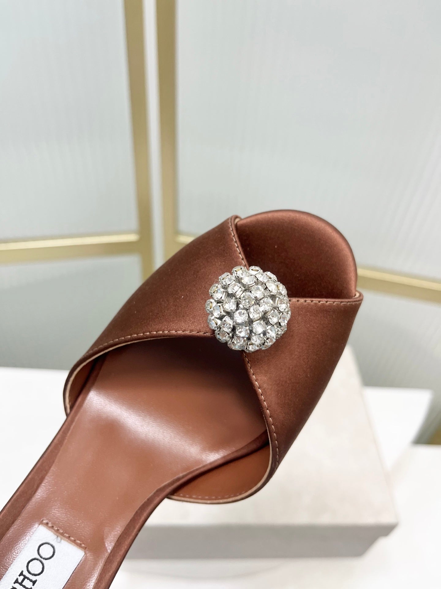 Jimmy 26s Peep-Toe High Heels  85 Brown Sheepskin 605974