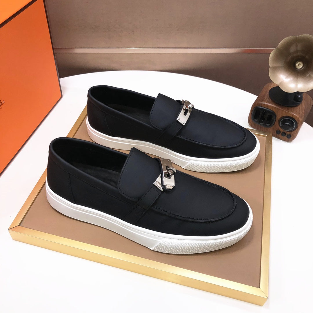 HM Men's Game Slip-on Loafer Black Cowhide 473158