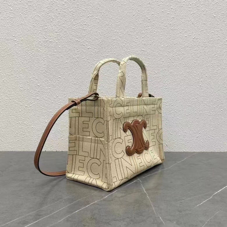 Celine 2026 Cabas Thais Triomphe Printed Tote Bag 26cm Canvas Calfskin 283600