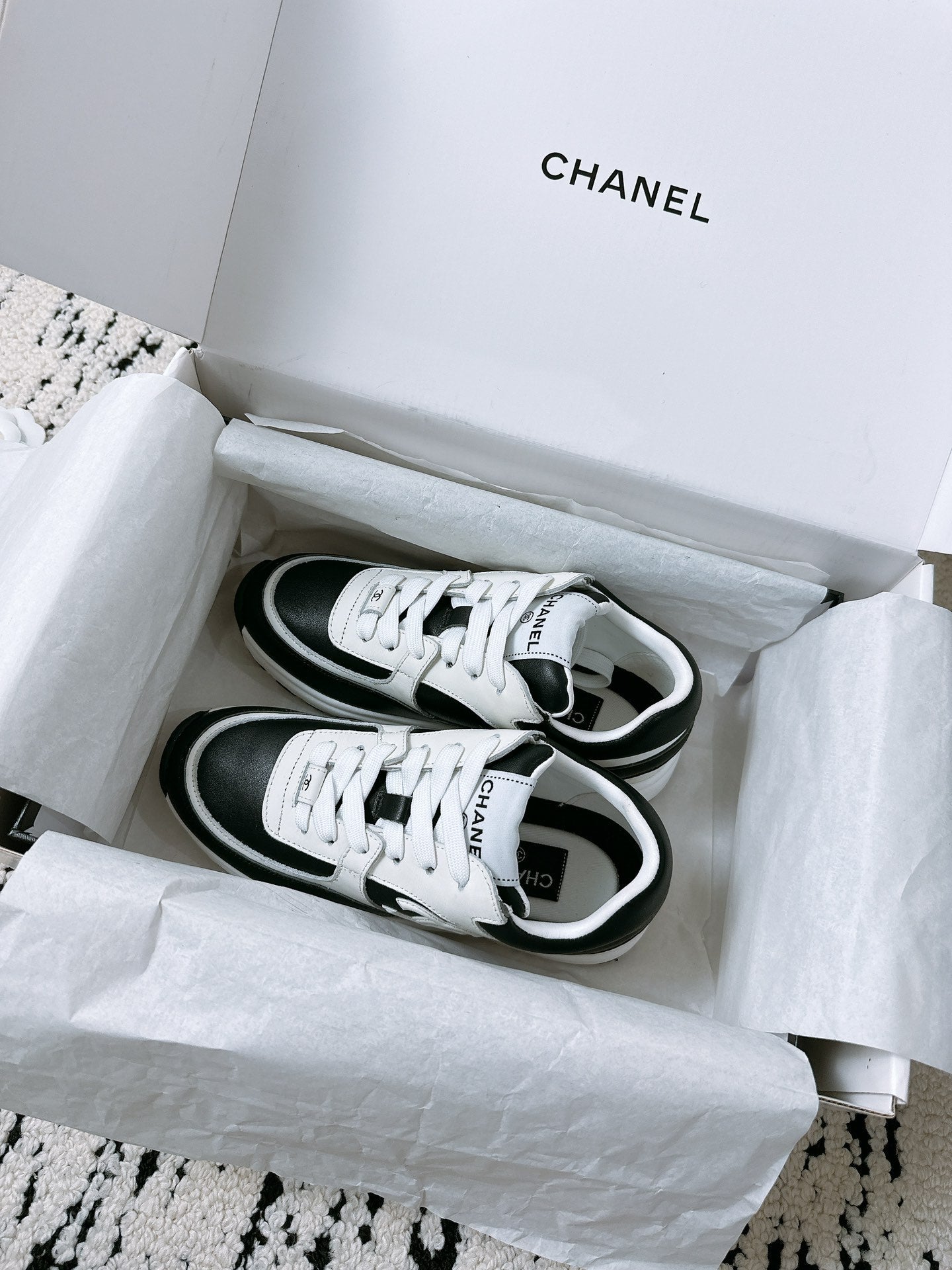 CC Sneaker 35mm In Black Mix White Soft Cowhide 144704