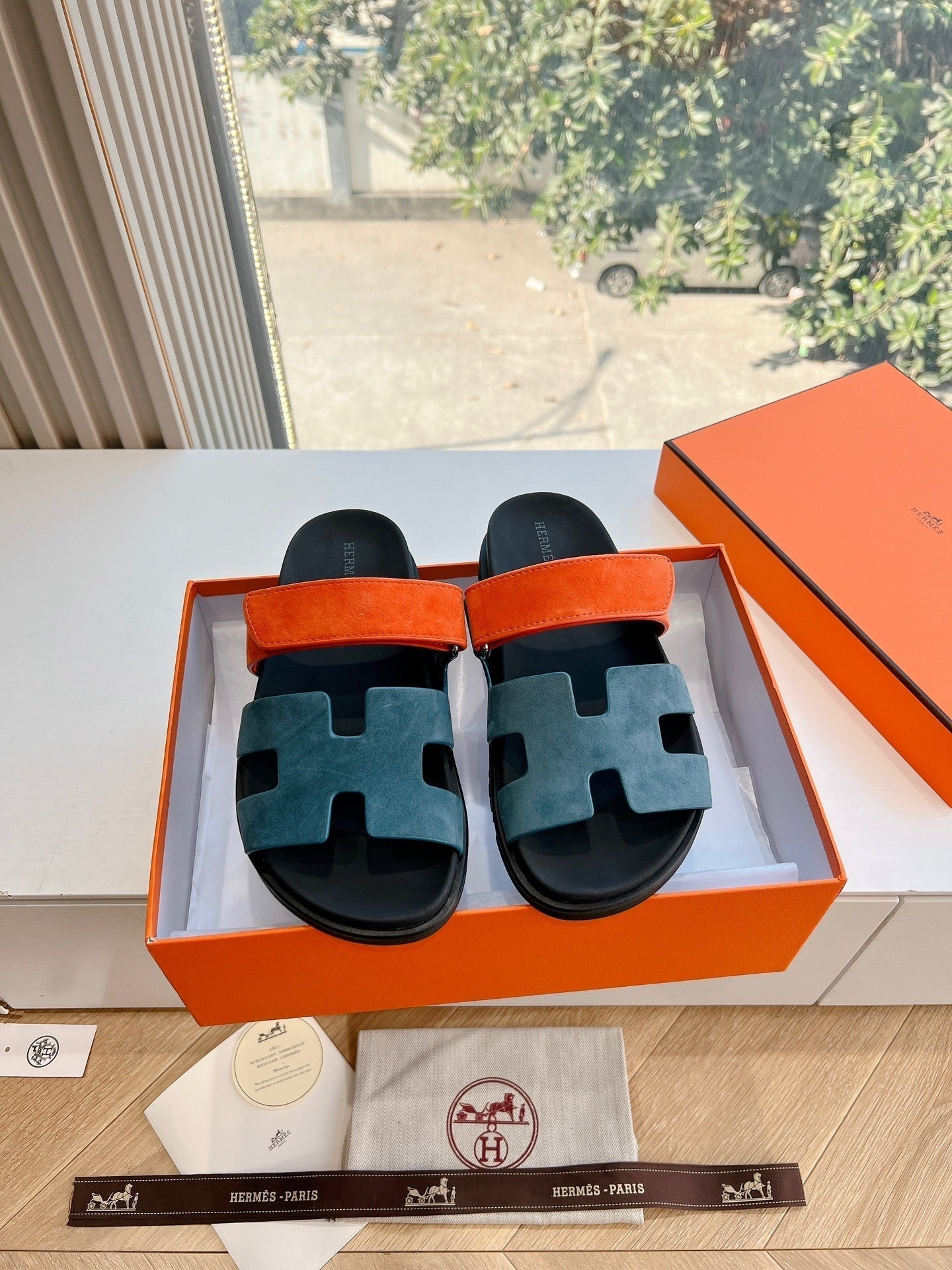 HM Chypre Sandal Teal Blue Mix Orange Suede 202808