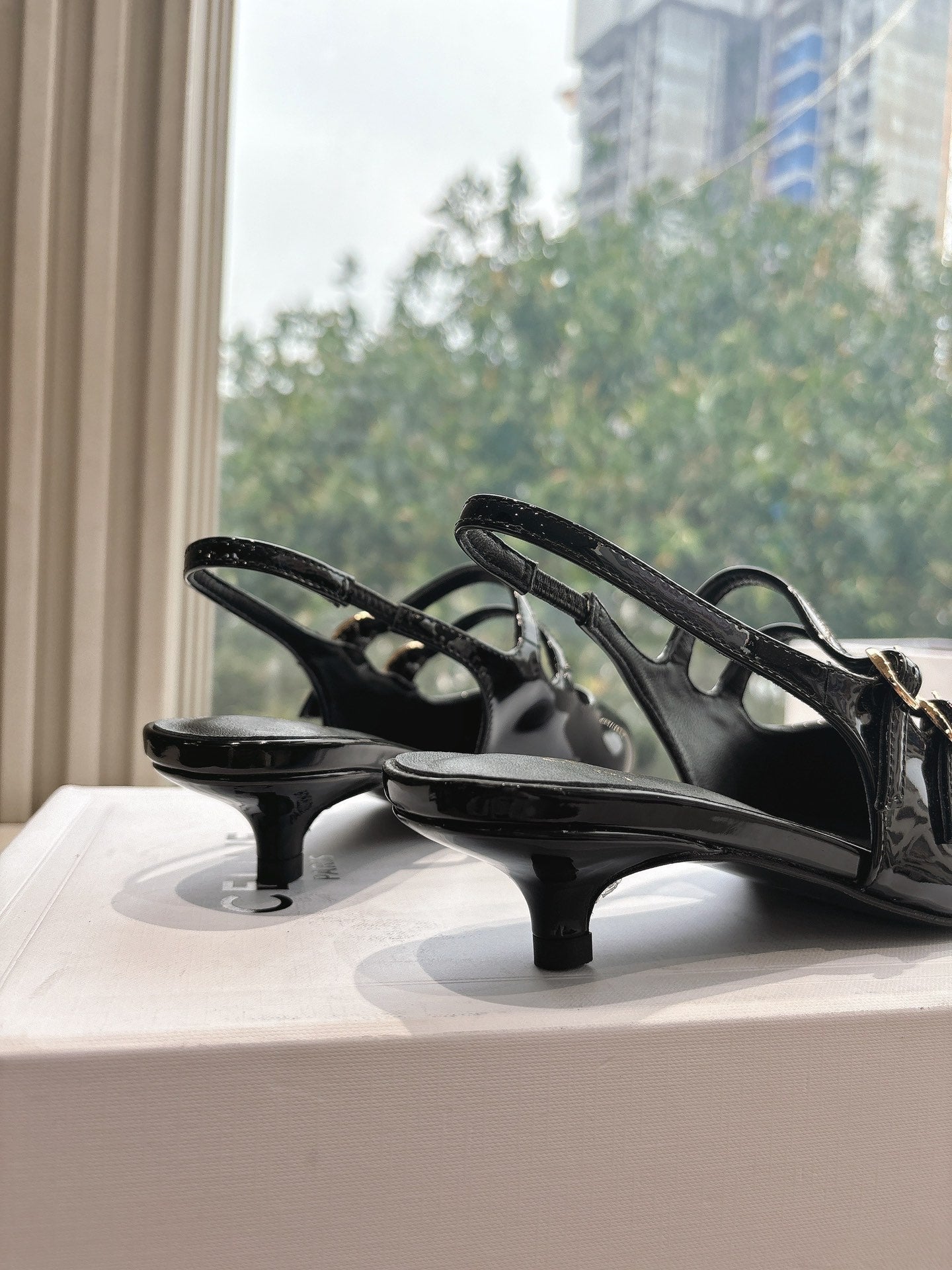 CELINE  Slingback Black Patent Leather 285949