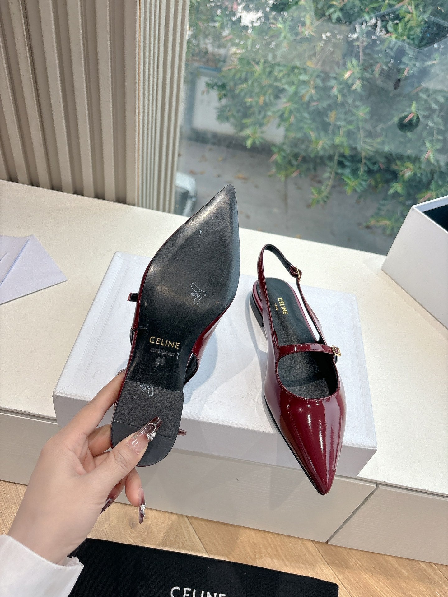 CELINE  Slingback Red Patent Leather 285950