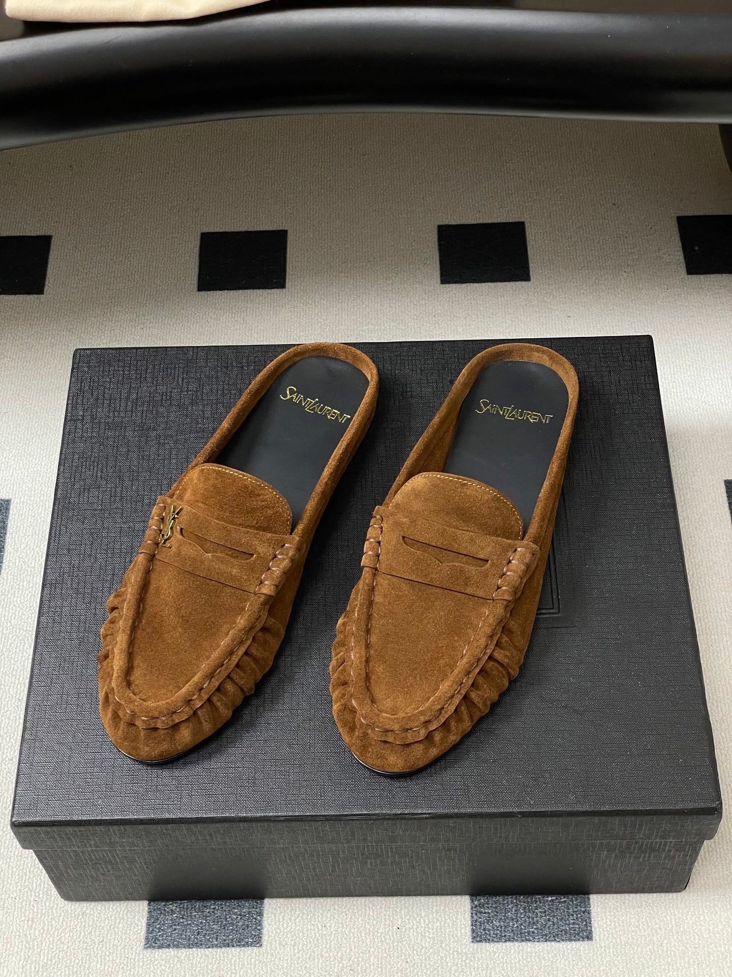 Saint Laurent 2026 Le Loafer Mules Brown Suede 593933