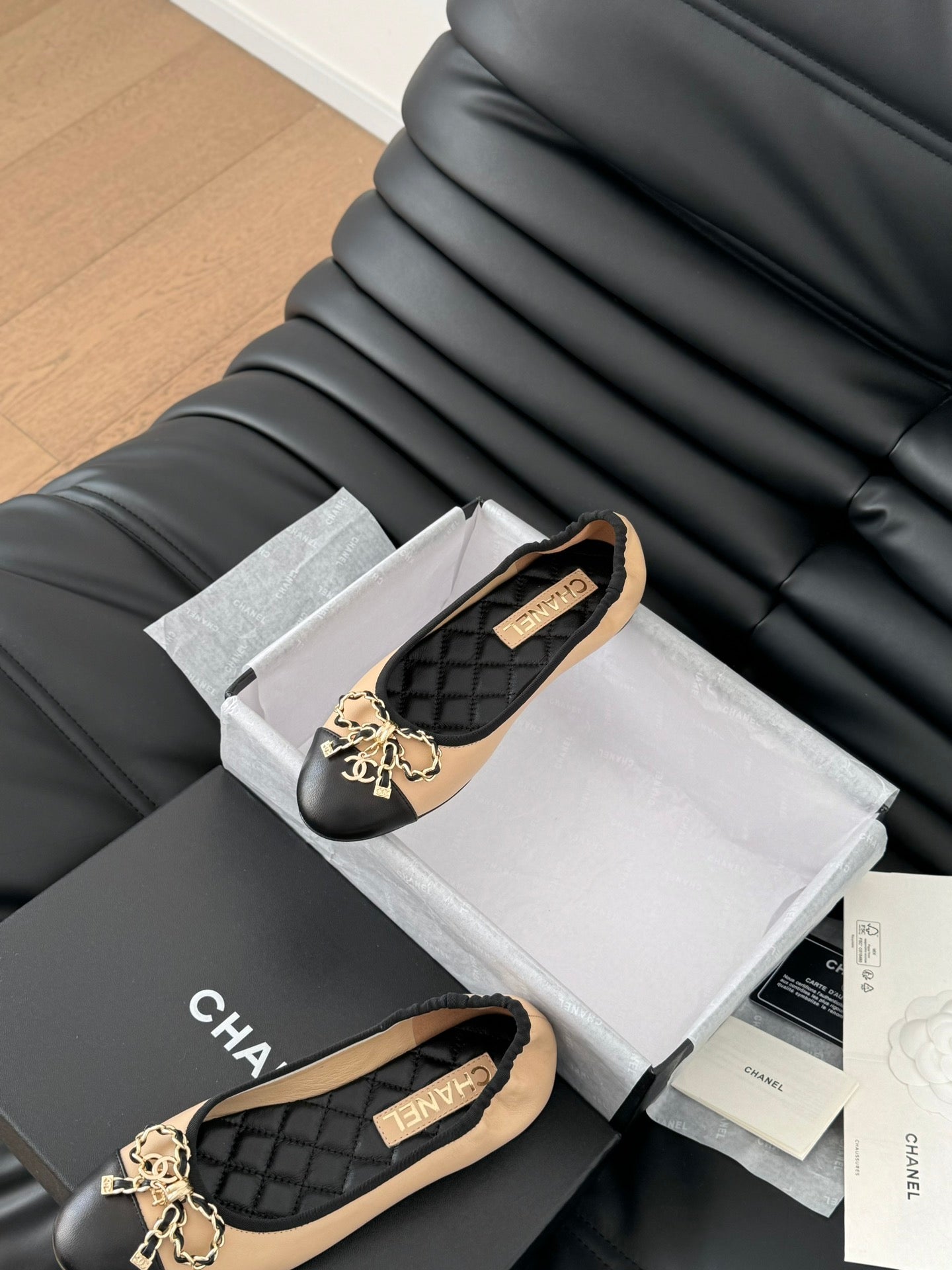 CC Ballet Flats In Beige Lambskin 143530
