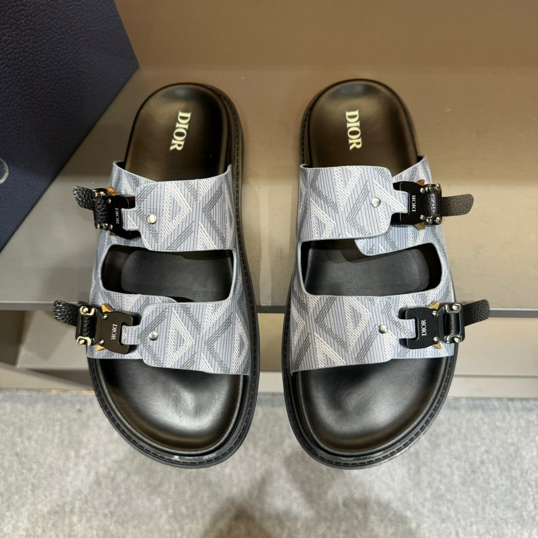 CD DOUBLE H-TOWN SANDAL PALE GRAY CALFSKIN