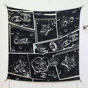 CC 25 Camellia Scarf 140CM Black White Cashmere 293082