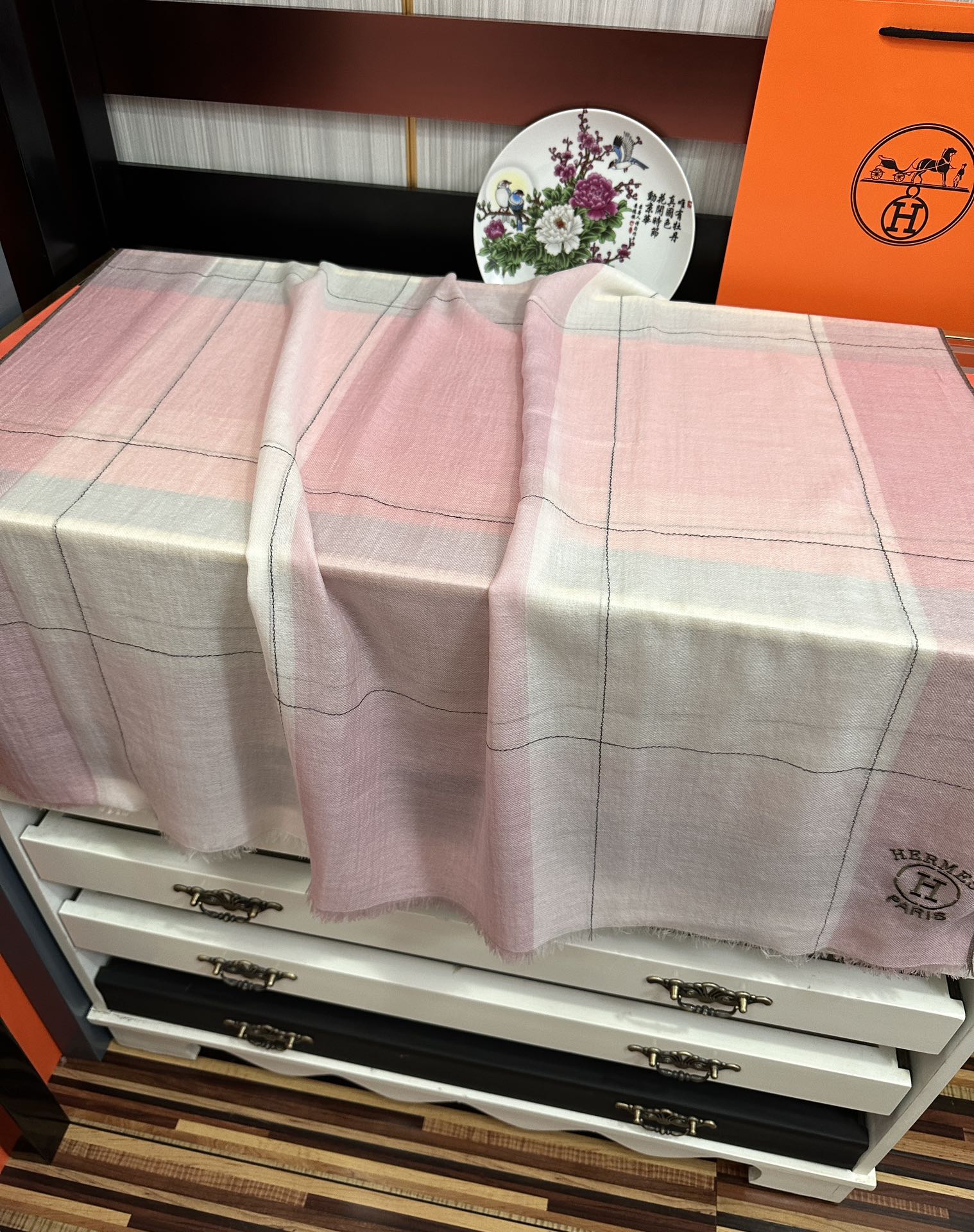 Scarf 90 Cm Pink Mix White Caro Cashmere
