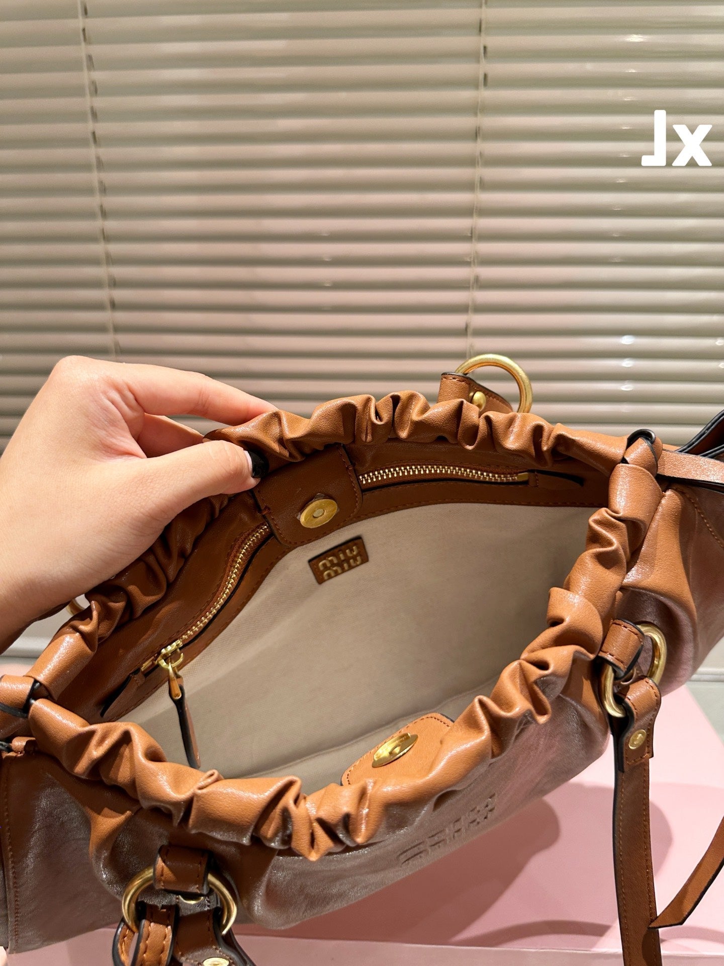 Miu Miu Archive Shoulder Bag Brown Nappa Leather