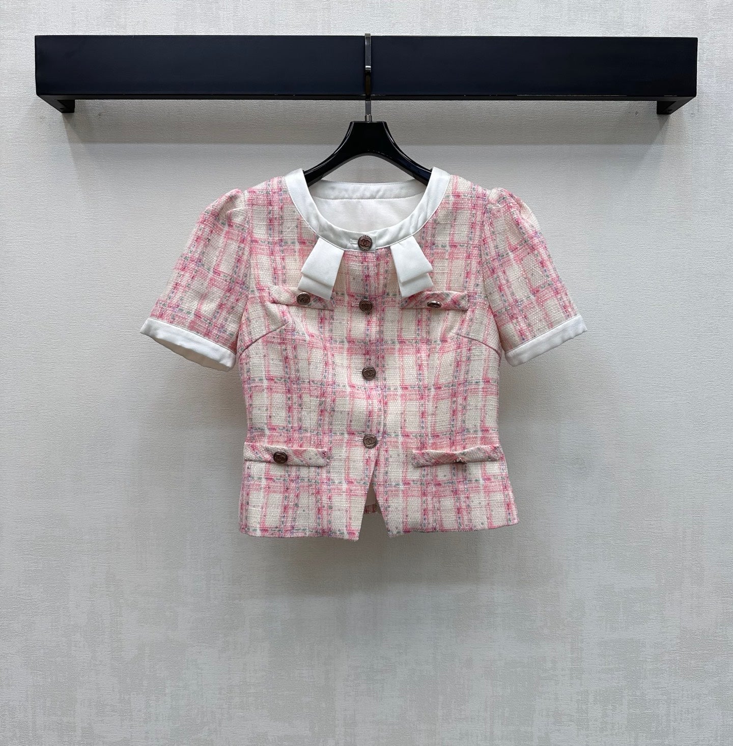 Chanel 2026 Plaid Set Pink White Polyester 314958