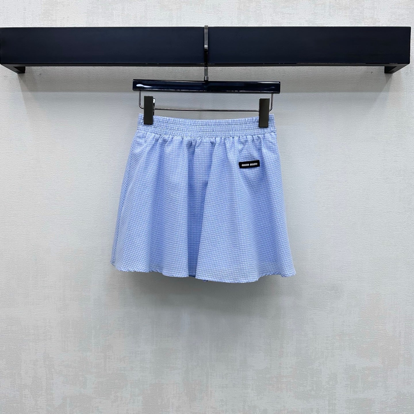 Miumiu 2026 Checkered Vest and Skirt Set Blue Polyester Cotton 431848