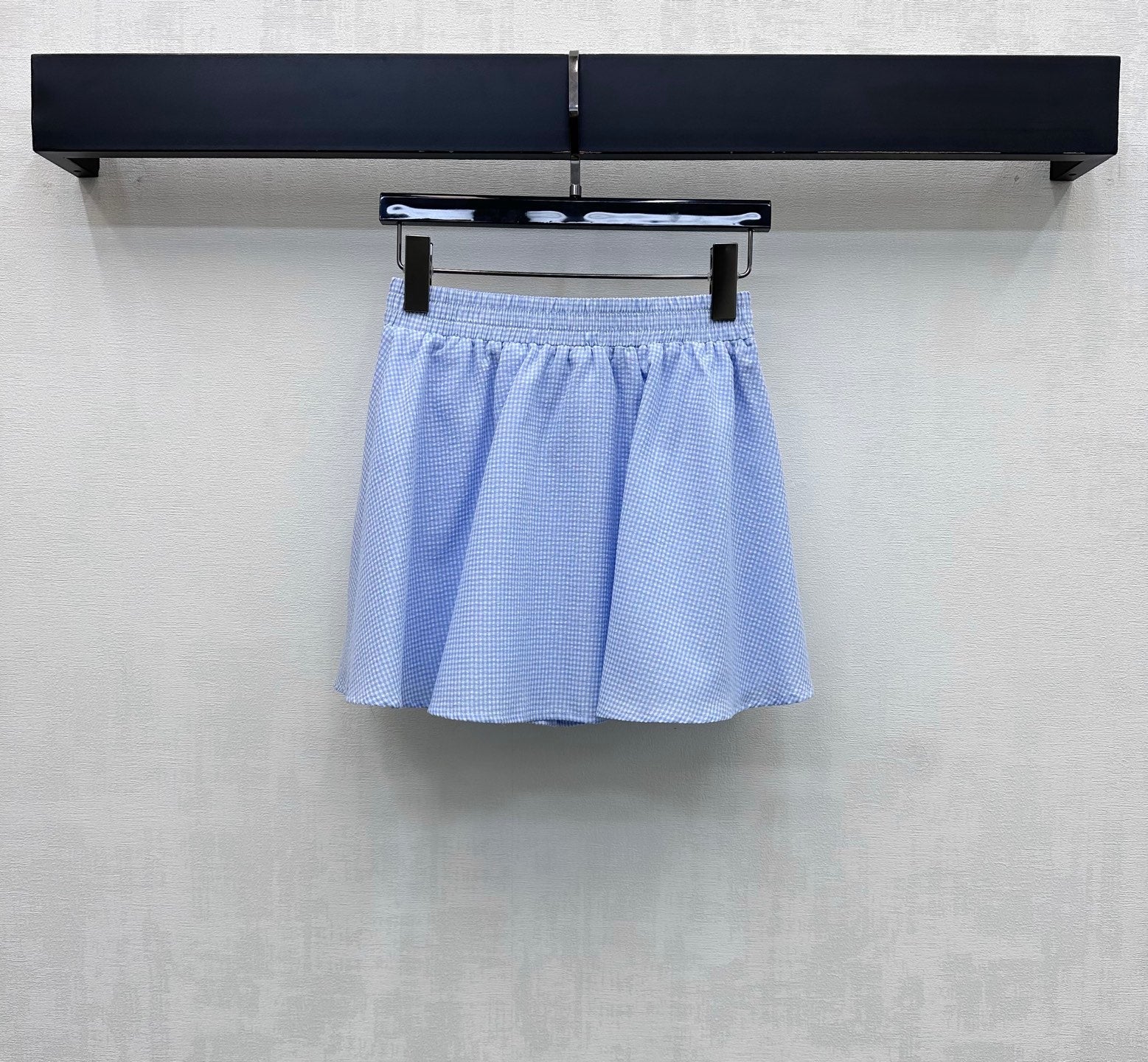 Miumiu 2026 Checkered Vest and Skirt Set Blue Polyester Cotton 431848