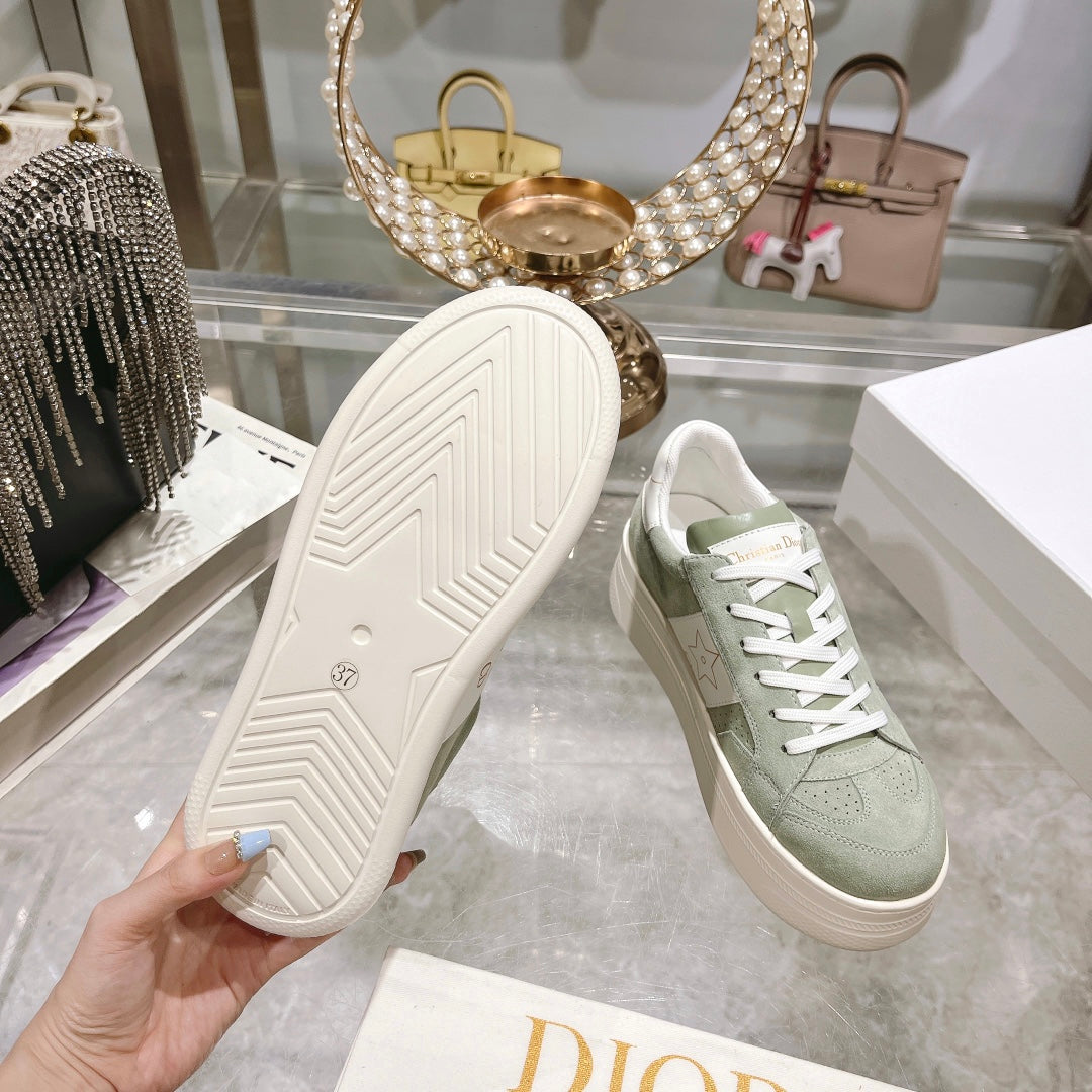 cd star sneaker white calfskin light green suede